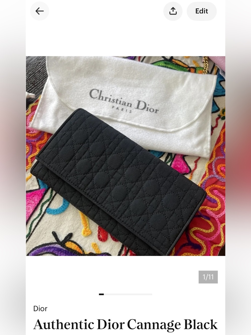 Authentic Dior Cannage Black Leather Bifold Wallet